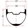 Unikt - inga externa ekerhål, hookless 37 mm breda fälgar 29" (ISO 622 mm) hjulset